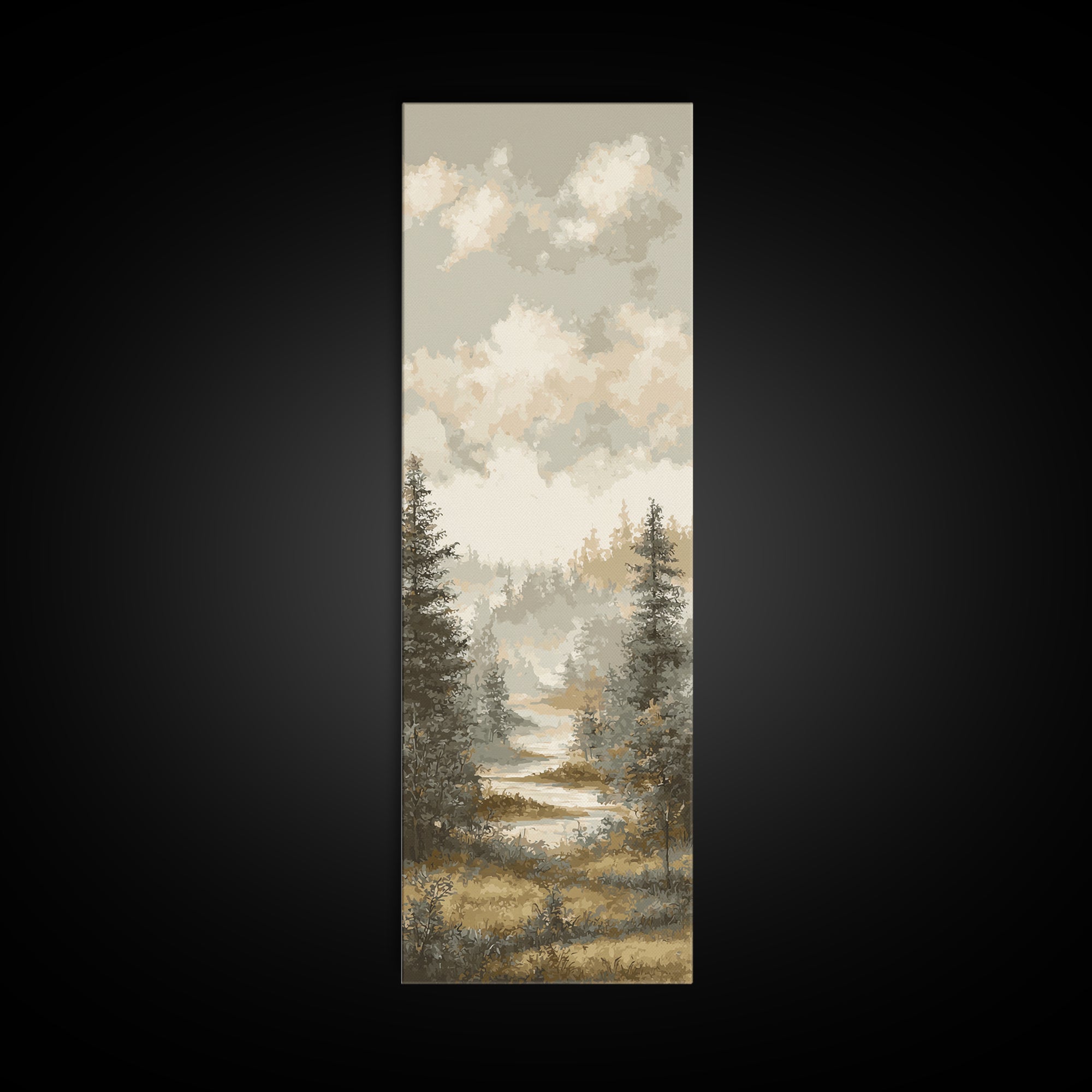 Monochrome Forest Silhouette Canvas Print, Guest Bedroom Art, Prints, Bedroom Decor, Oil Painting, Guest 373, Set of Wall Art, GBA-1x3-73