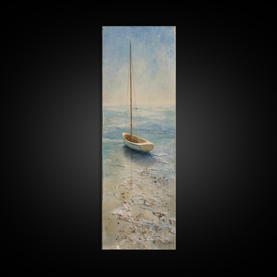 Soft Watercolor Sailboat on Quiet Water Canvas Print, Guest Bedroom Art, Bedroom Prints, Bedroom Decor, Fine Art, Guest, GBA-1x3-78