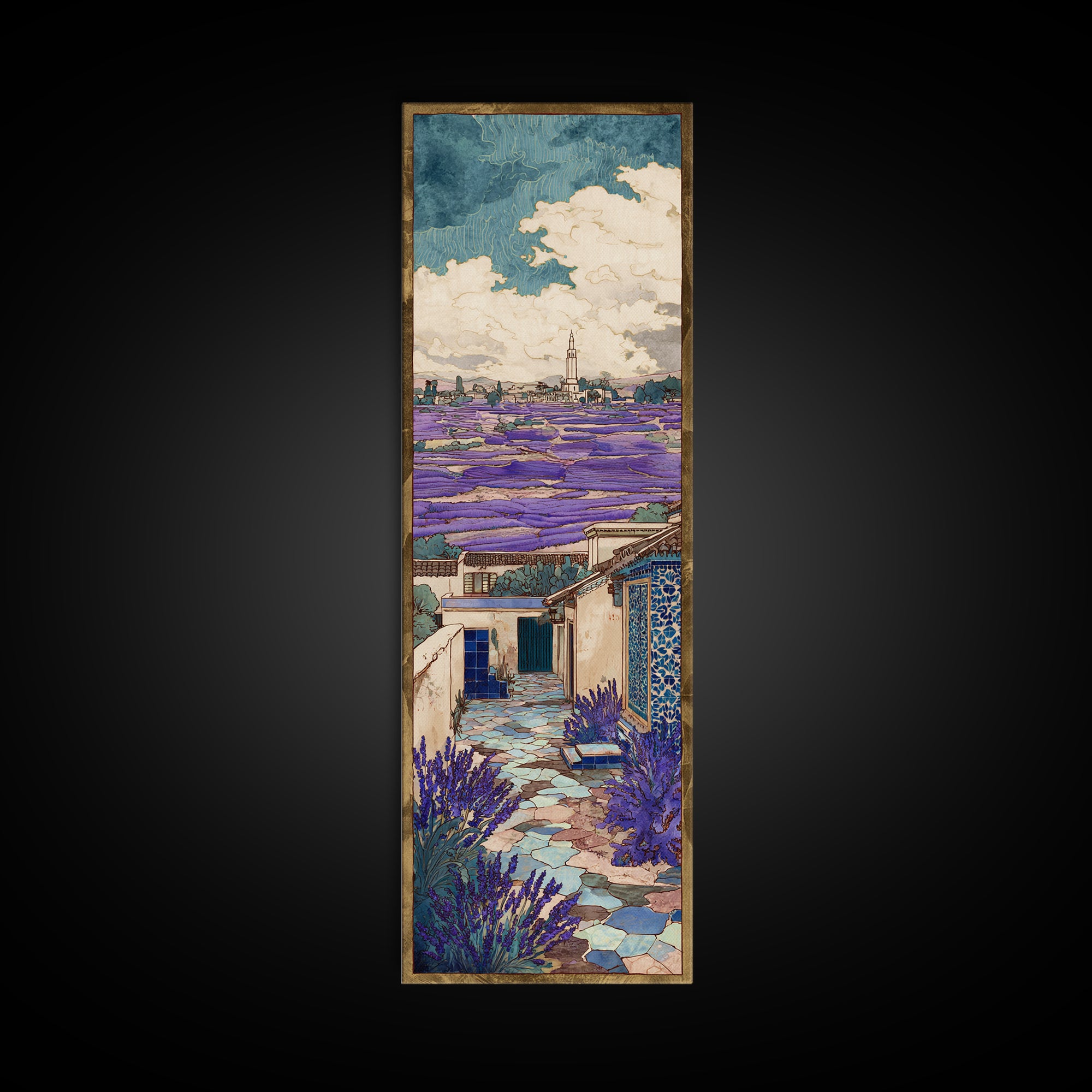 Lavender Field under Pale Sky Framed Canvas Print, Guest Bedroom Art, Pink Wall Art, Bedroom Decor, Fine Art, Guest, New Home, GBA-1x3-79