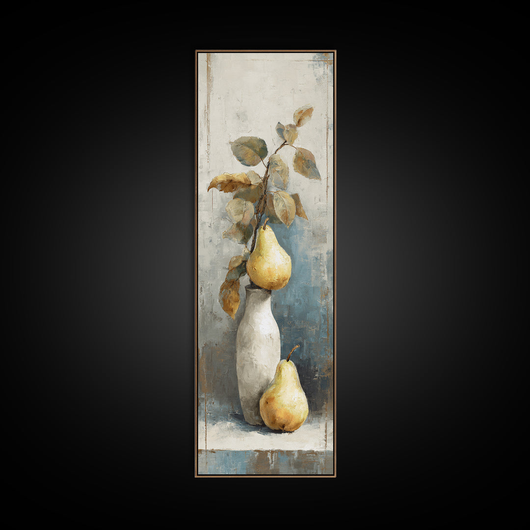 Classic Pear Still Life for Cozy Hospitality Framed Canvas Print, Guest Bedroom Art, Statement Artwork, Bedroom Decor, Guest, GBA-1x3-8