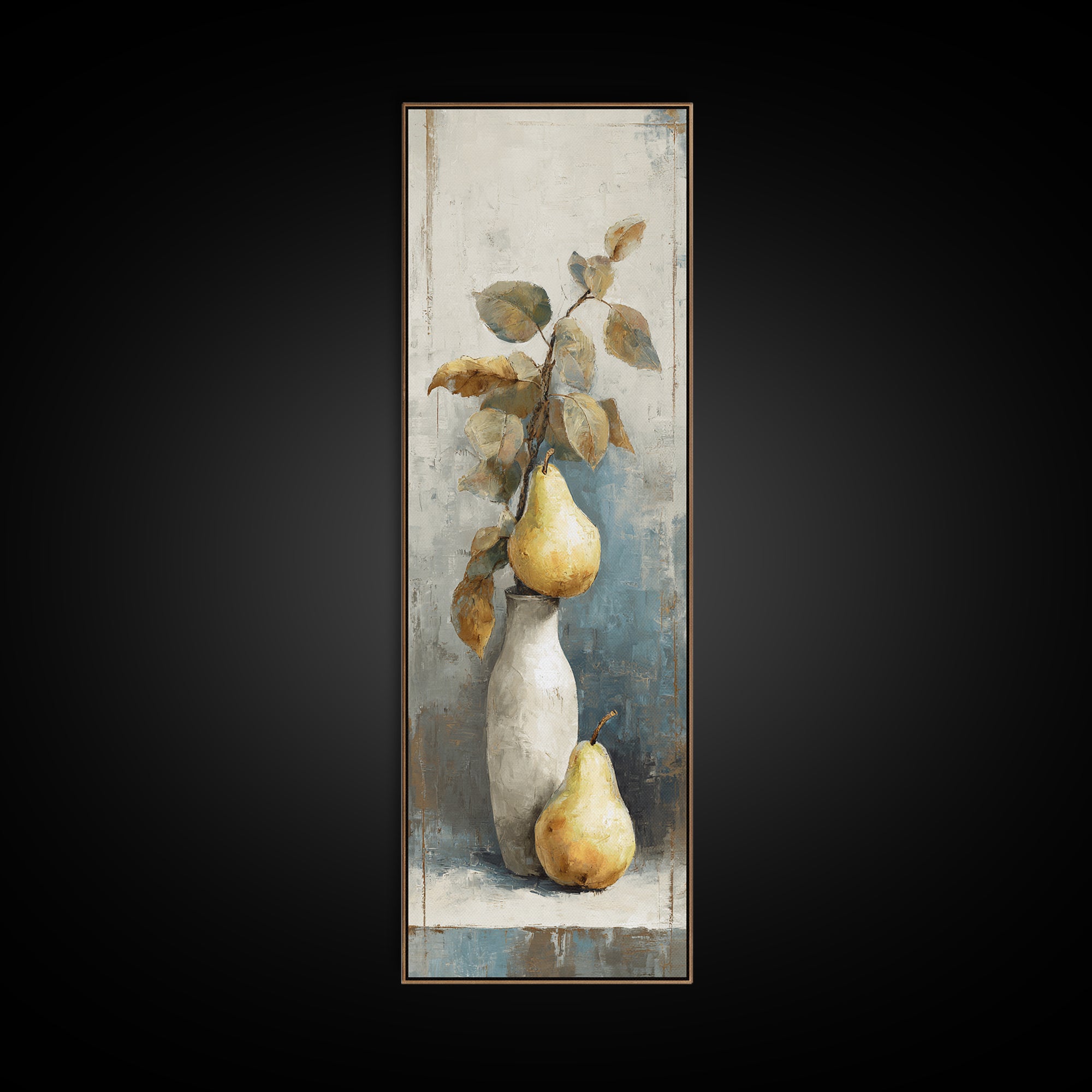 Classic Pear Still Life for Cozy Hospitality Framed Canvas Print, Guest Bedroom Art, Statement Artwork, Bedroom Decor, Guest, GBA-1x3-8