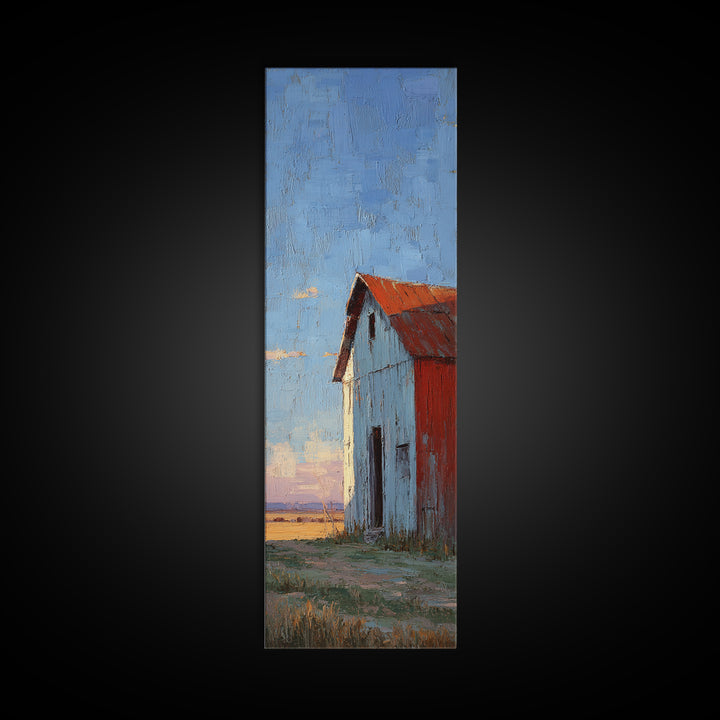 Quiet Horse Pasture at Sunset Canvas Print, Guest Bedroom Art, New Home Gift, Bedroom Decor, Guest, Minimalist Wall Art, GBA-1x3-81
