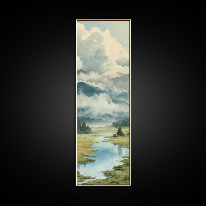Quiet Lake Landscape at Early Morning Canvas Print, Guest Bedroom Art, Luxury Decor, Bedroom Decor, Fine Art, Guest, Home, GBA-1x3-86