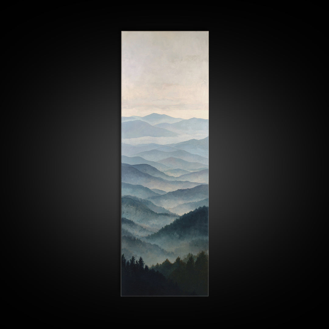 Soft Mountain Horizon Framed Canvas Print, Guest Bedroom Art, Minimalist Wall Art, Bedroom Decor, Fine Art, Guest, Luxury Decor, GBA-1x3-91