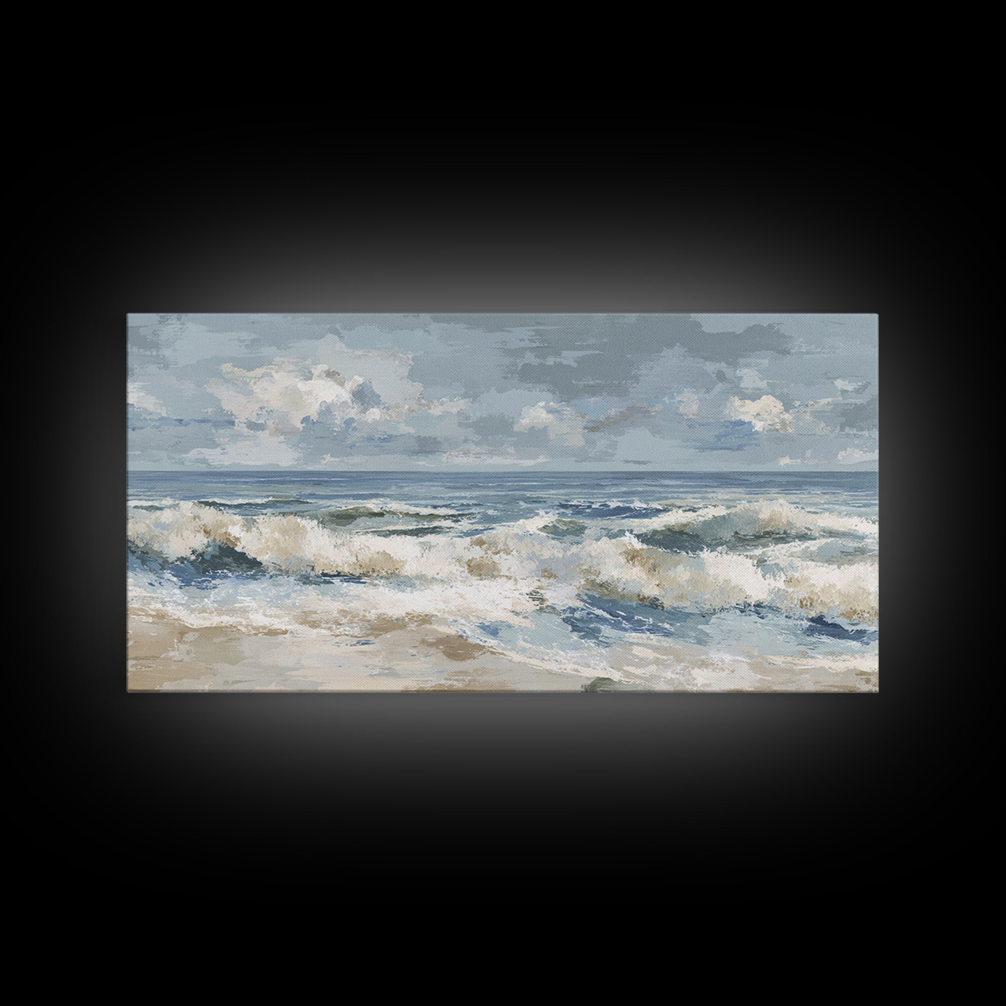Coastal Dunes in Pale Blue and Sand Framed Canvas Print, Guest Bedroom Art, Home Decor, Bedroom Decor, Fine Art, Guest, GBA-2x1-1