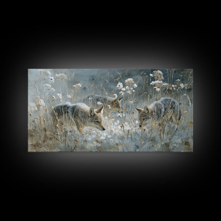 Sunlit Meadow with Delicate Flowers Framed Canvas Print, Guest Bedroom Art, Living Room Wall Art, Bedroom Decor, Guest, GBA-2x1-11