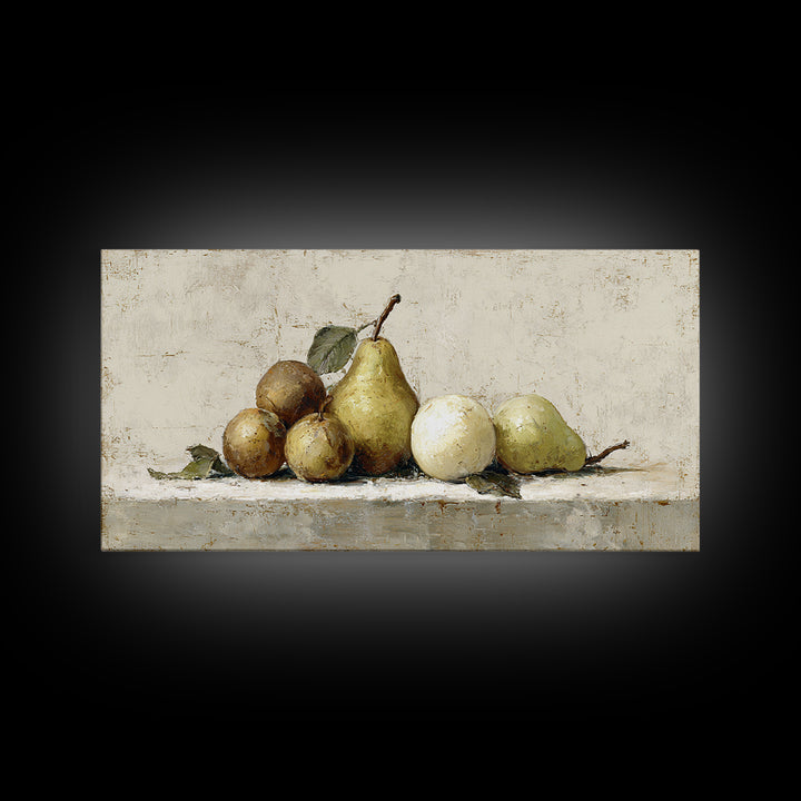 Classic Pear Still Life for Cozy Hospitality Framed Canvas Print, Guest Bedroom Art, Fine Art Print, Bedroom Decor, Guest, GBA-2x1-16