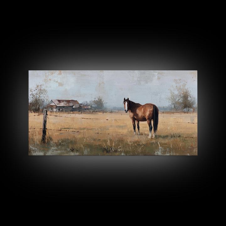 Quiet Horse Pasture at Sunset Canvas Print, Guest Bedroom Art, Contemporary Art, Bedroom Decor, Fine Art, Guest, Digital Print, GBA-2x1-17