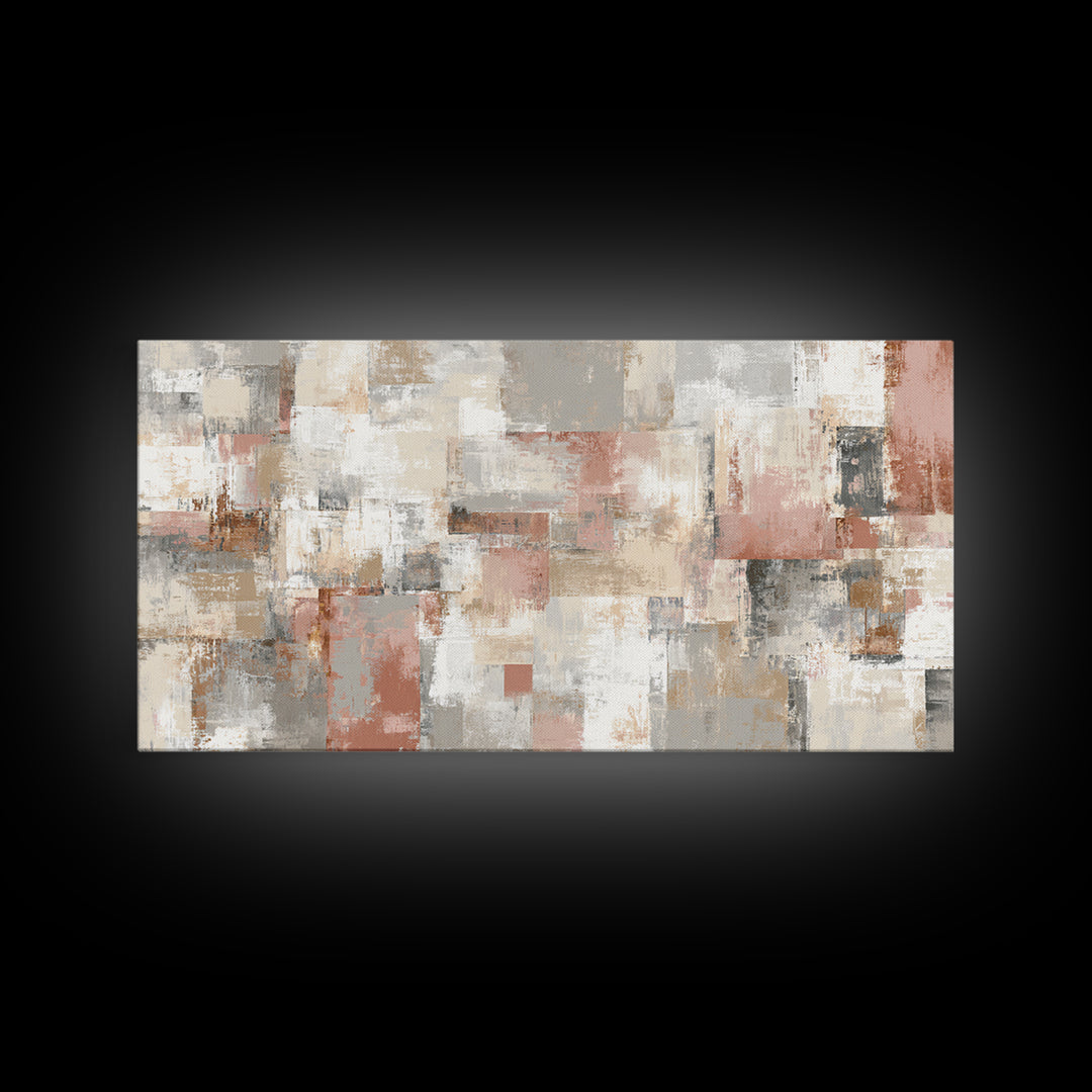 Warm Terracotta Shapes Framed Canvas Print, Guest Bedroom Art, Statement Artwork, Bedroom Decor, Abstract Art, Guest, GBA-2x1-18