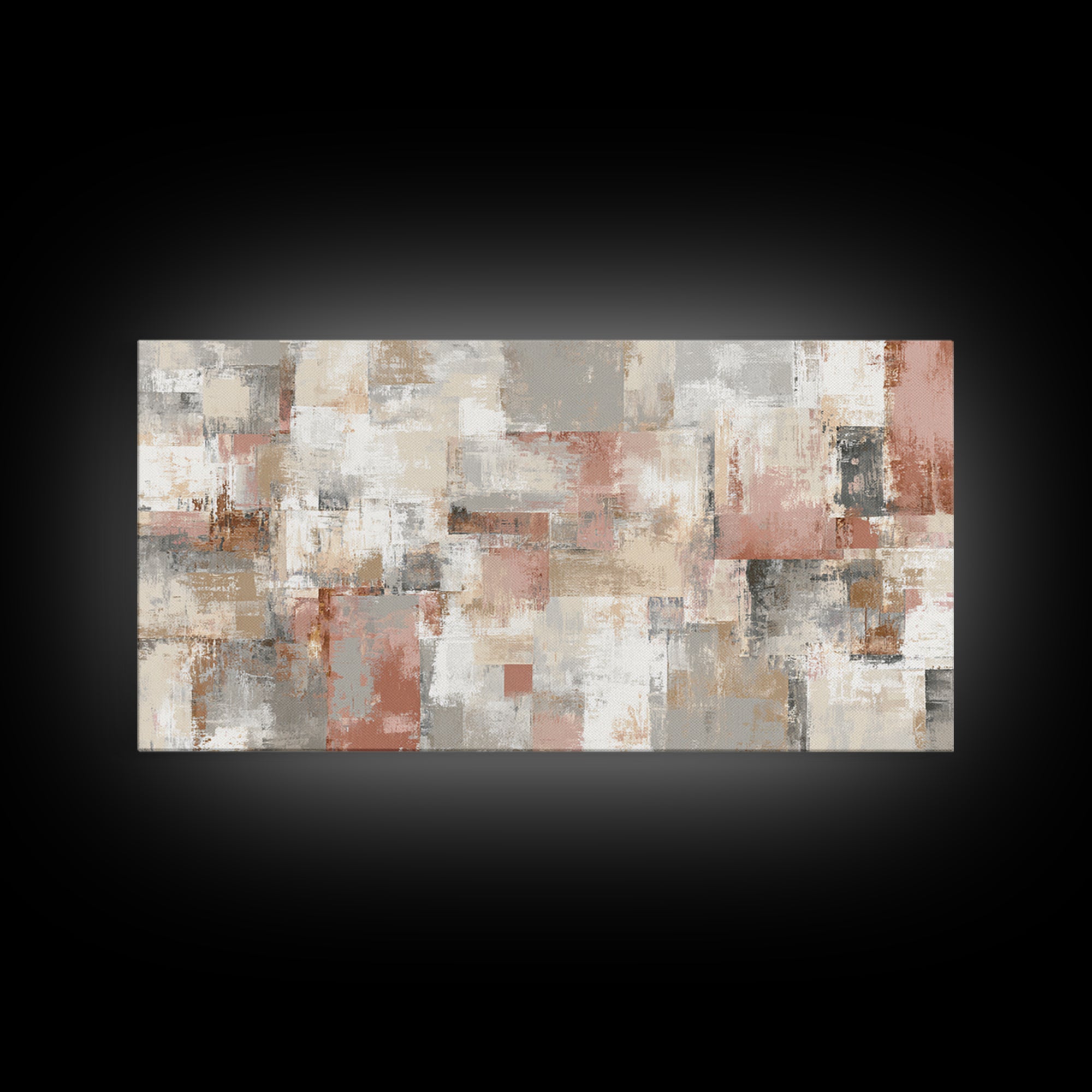 Warm Terracotta Shapes Framed Canvas Print, Guest Bedroom Art, Statement Artwork, Bedroom Decor, Abstract Art, Guest, GBA-2x1-18