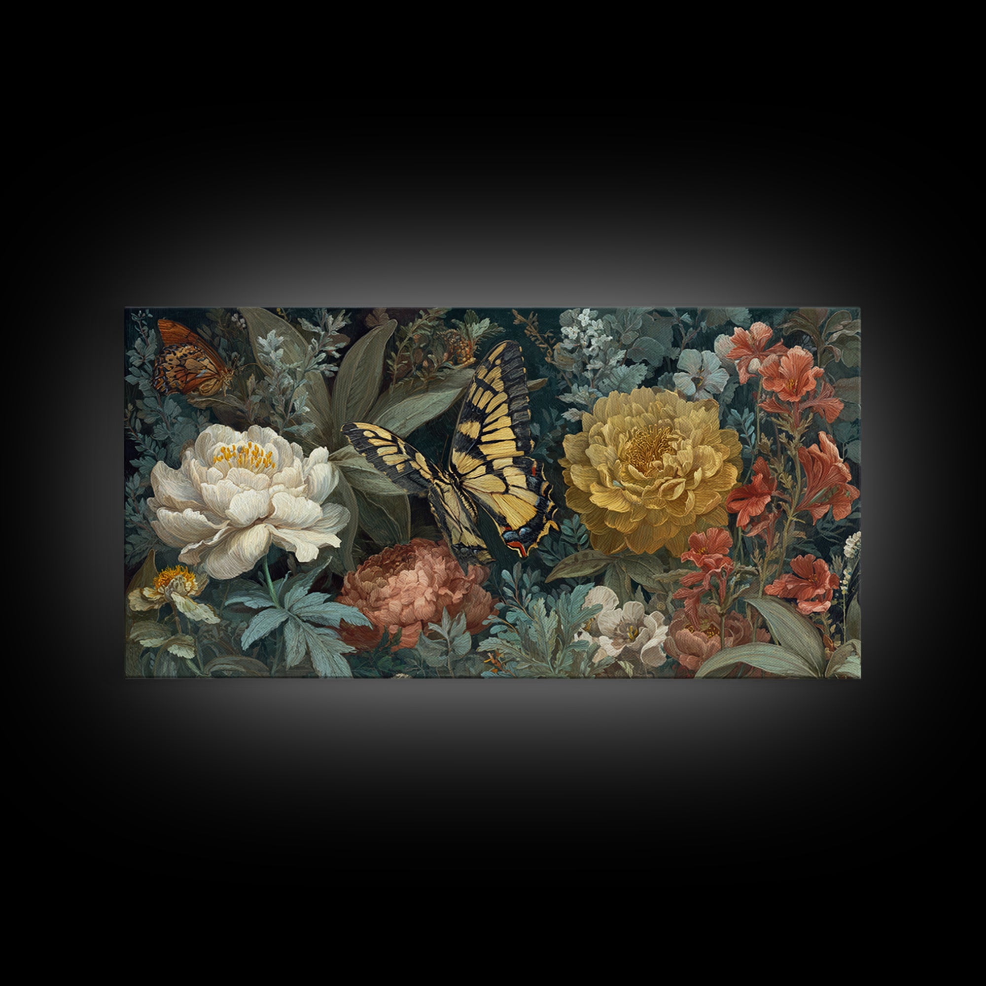 Garden Butterfly and Flowers Specimen Study Canvas Print, Guest Bedroom Art, Downloadable Prints, Bedroom Decor, Guest, GBA-2x1-19