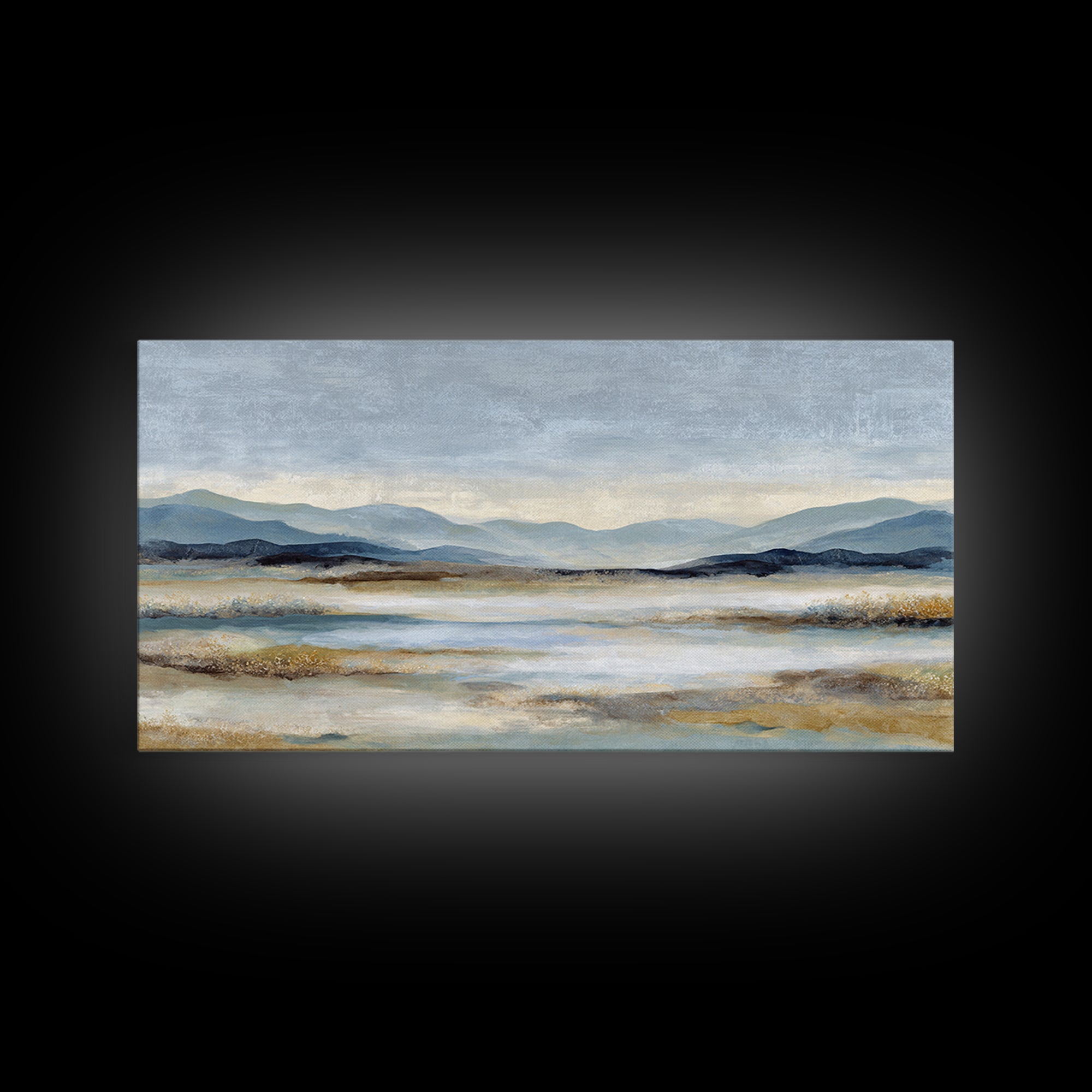Gentle Rain over Distant Hills Framed Canvas Print, Guest Bedroom Art, Statement Artwork, Bedroom Decor, Fine Art, Guest, GBA-2x1-20