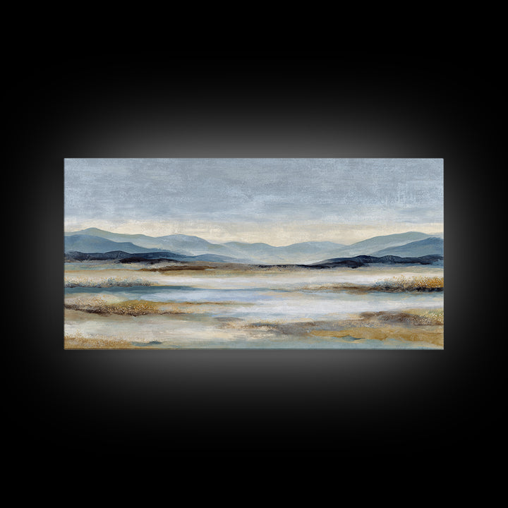 Gentle Rain over Distant Hills Framed Canvas Print, Guest Bedroom Art, Statement Artwork, Bedroom Decor, Fine Art, Guest, GBA-2x1-20