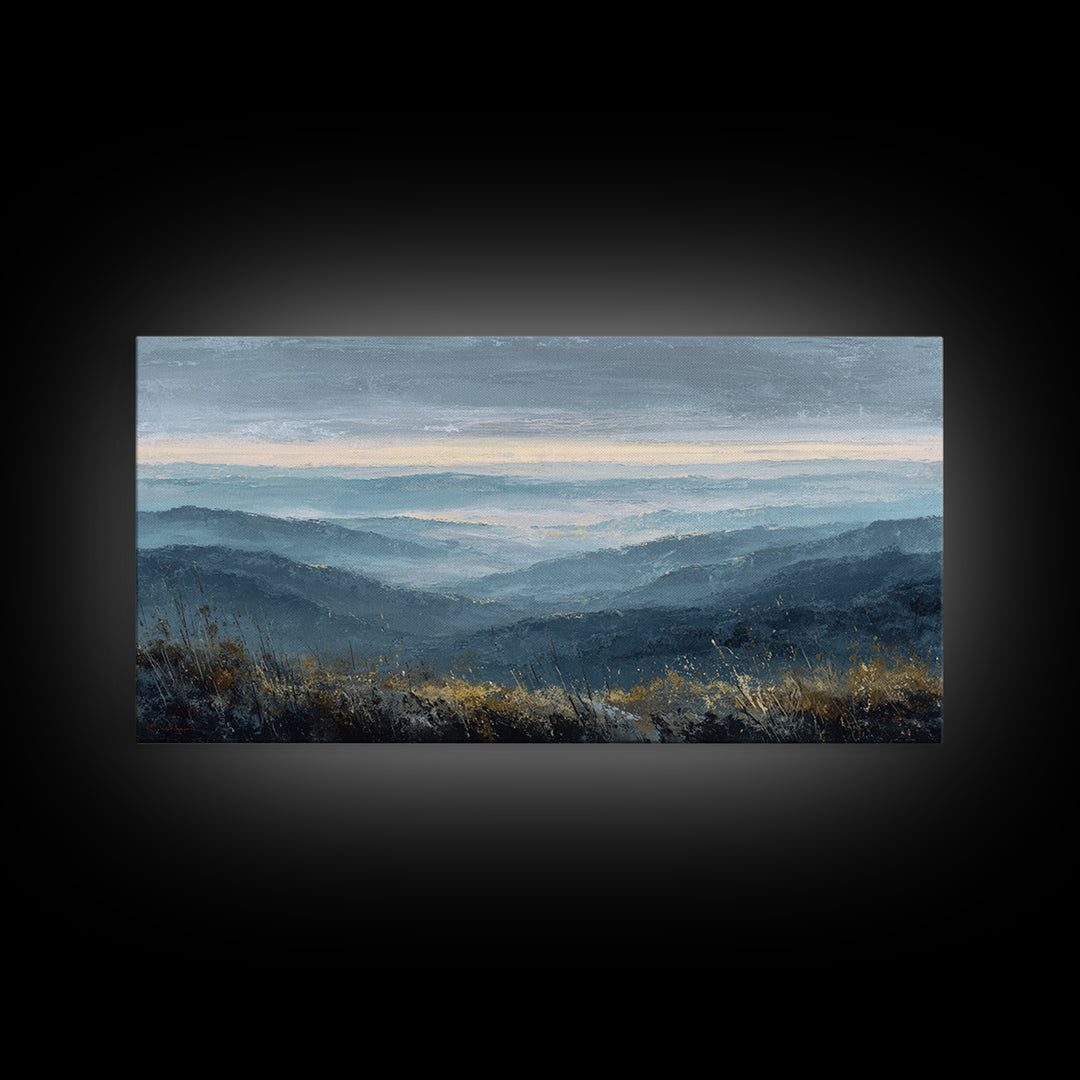 Soft Mountain Horizon Framed Canvas Print, Guest Bedroom Art, Fine Art Print, Bedroom Decor, Fine Art, Guest, Poster, GBA-2x1-27