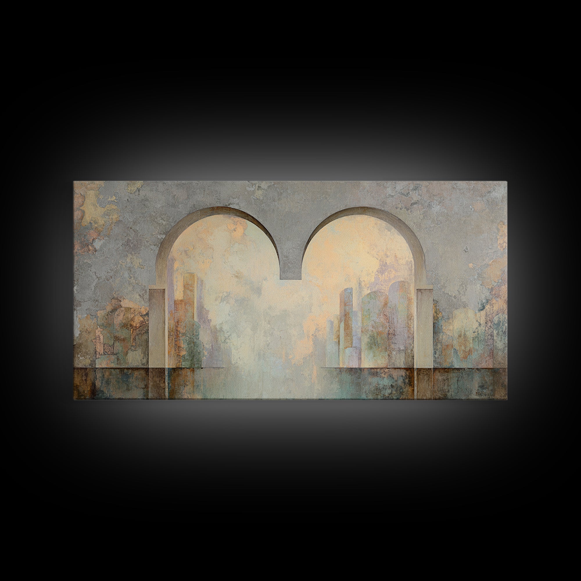 Gentle Rain over Distant Hills Canvas Print, Guest Bedroom Art, Textured Painting, Bedroom Decor, Abstract Art, Guest, GBA-2x1-44