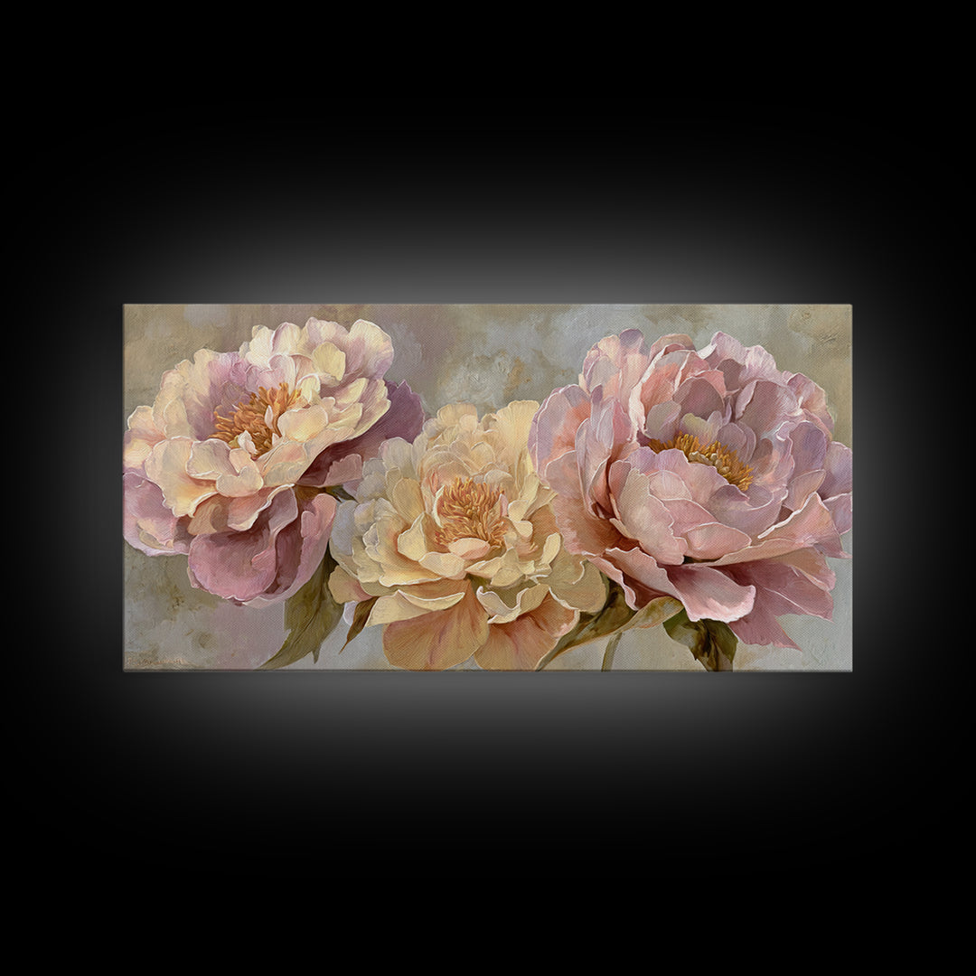 Neutral Peony Painting Framed Canvas Print, Guest Bedroom Art, Poster, Bedroom Decor, Abstract Art, Guest, Farmhouse Decor, GBA-2x1-5