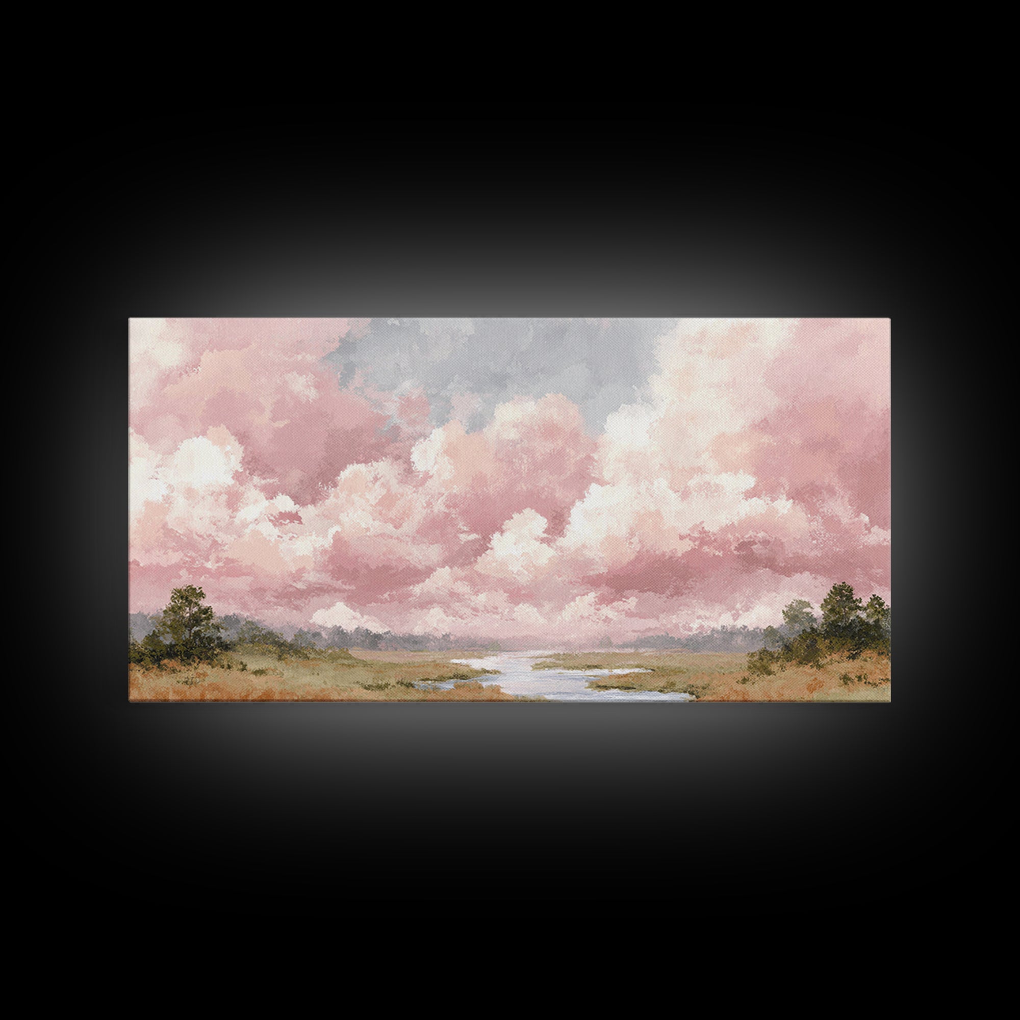 Romantic Cloudscape in Blush and Ivory Framed Canvas Print, Guest Bedroom Art, Poster, Bedroom Decor, Fine Art, Guest, GBA-2x1-7