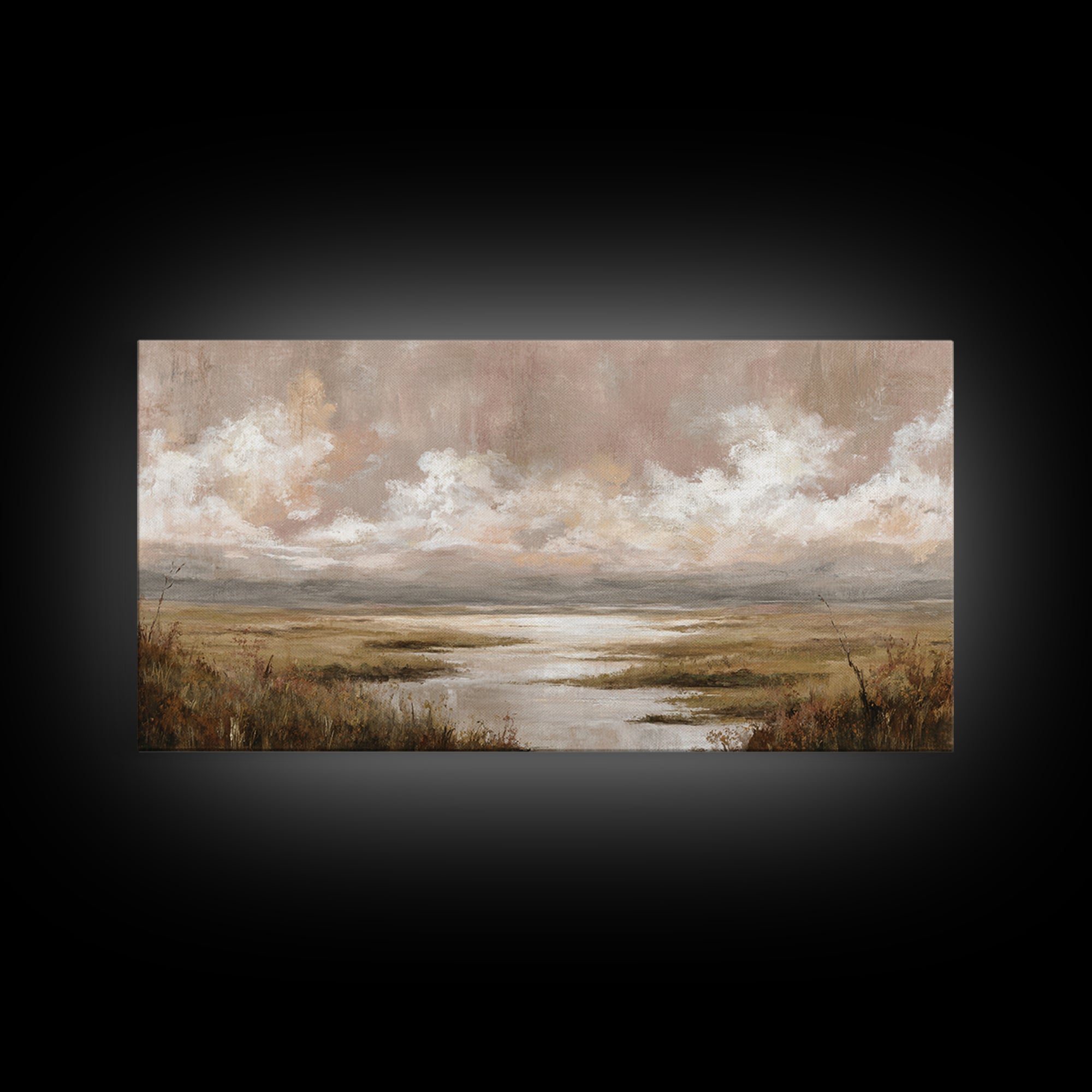 Romantic Cloudscape in Blush and Ivory Framed Canvas Print, Guest Bedroom Art, Minimalist Wall Art, Bedroom Decor, Guest, GBA-2x1-79