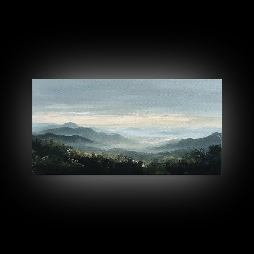 Soft Mountain Horizon Framed Canvas Print, Guest Bedroom Art, Farmhouse Decor, Bedroom Decor, Fine Art, Guest, Trendy Wall Art, GBA-2x1-99