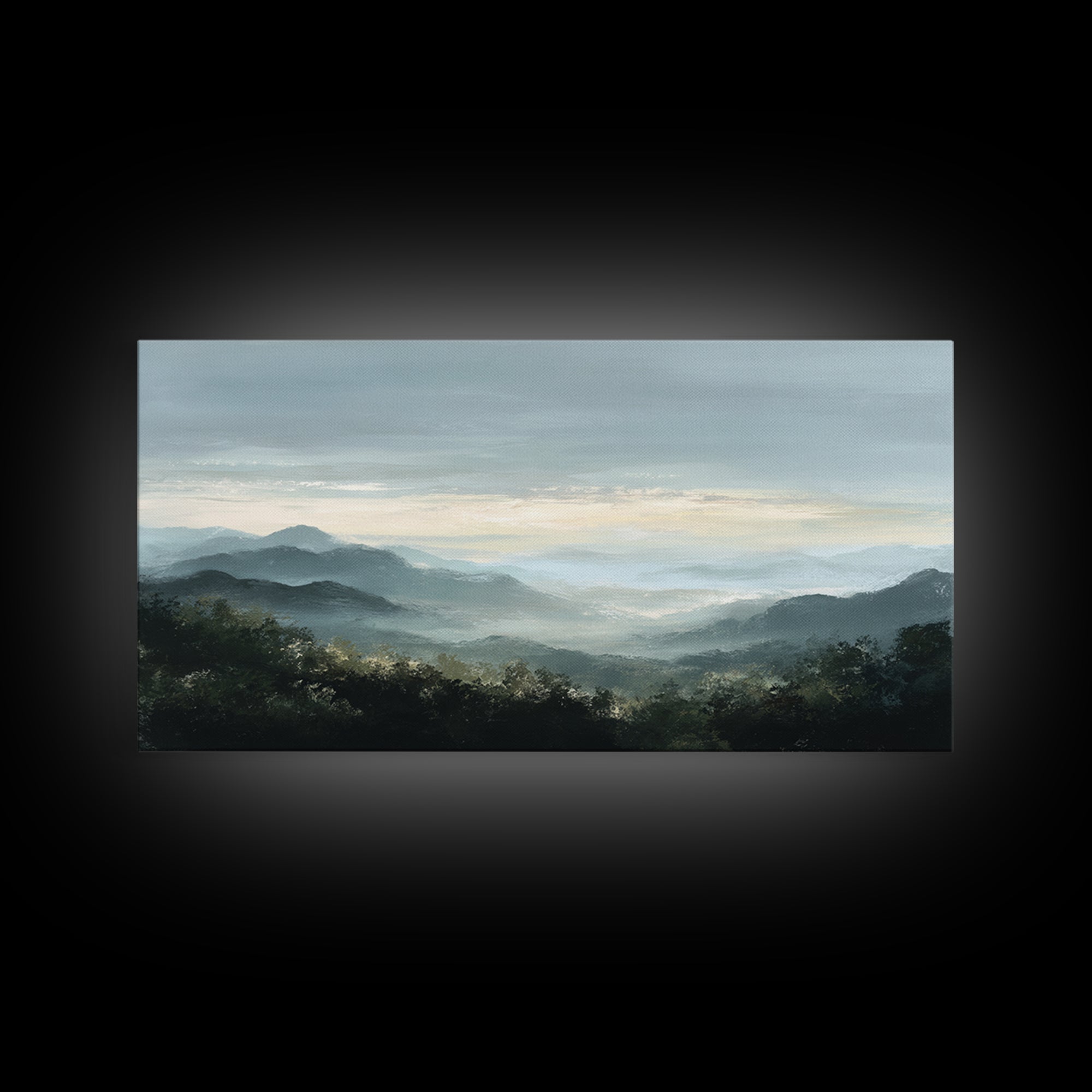 Soft Mountain Horizon Framed Canvas Print, Guest Bedroom Art, Farmhouse Decor, Bedroom Decor, Fine Art, Guest, Trendy Wall Art, GBA-2x1-99