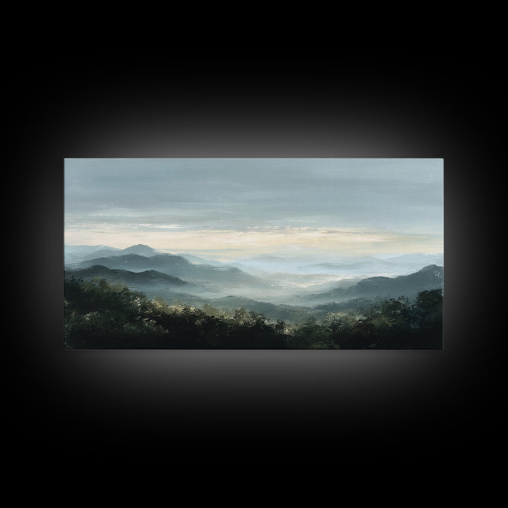 Soft Mountain Horizon Framed Canvas Print, Guest Bedroom Art, Farmhouse Decor, Bedroom Decor, Fine Art, Guest, Trendy Wall Art, GBA-2x1-99