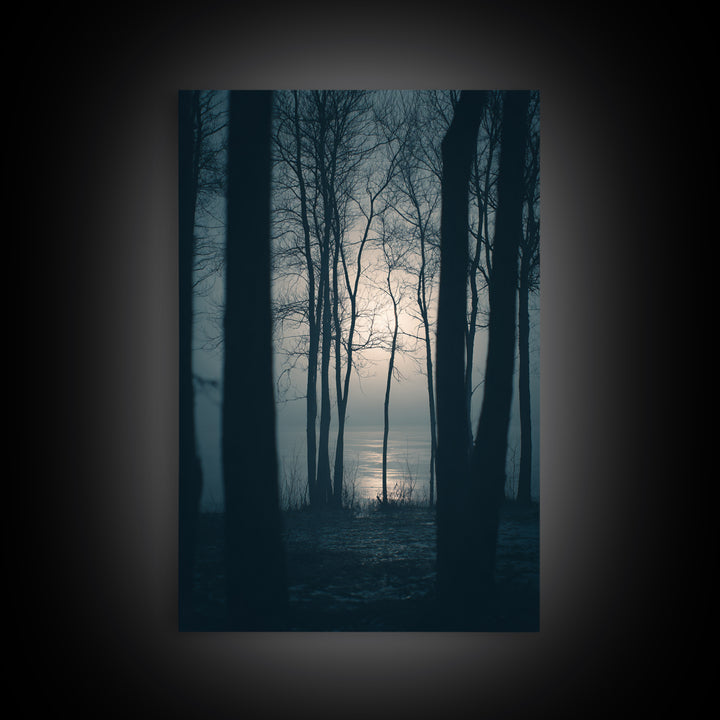 Monochrome Forest Silhouette Framed Canvas Print, Guest Bedroom Art, Contemporary Art, Bedroom Decor, Fine Art, Guest, GBA-2x3-21