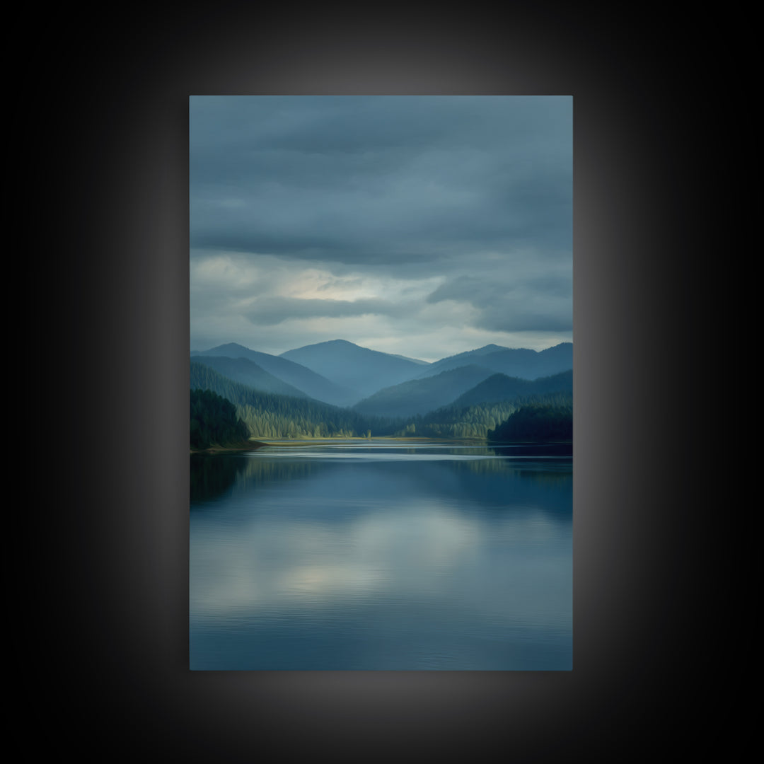Quiet Lake Landscape at Early Morning Framed Canvas Print, Guest Bedroom Art, Contemporary Art, Bedroom Decor, Fine Art, Guest, GBA-2x3-34