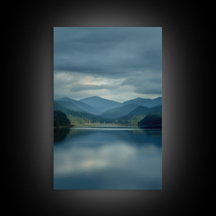 Quiet Lake Landscape at Early Morning Framed Canvas Print, Guest Bedroom Art, Contemporary Art, Bedroom Decor, Fine Art, Guest, GBA-2x3-34