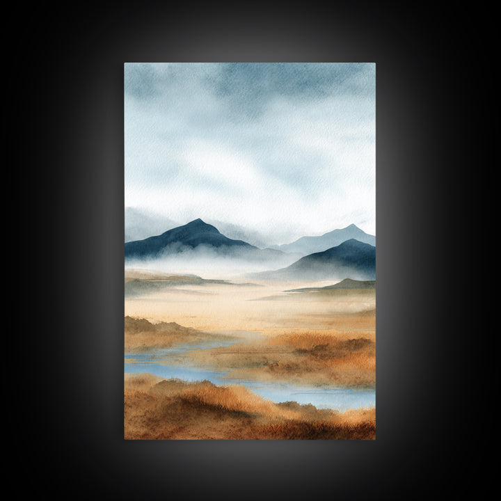 Soft Mountain Horizon Canvas Print, Guest Bedroom Art, Minimalist Decor, Bedroom Decor, Fine Art, Guest, Digital Print, GBA-2x3-39