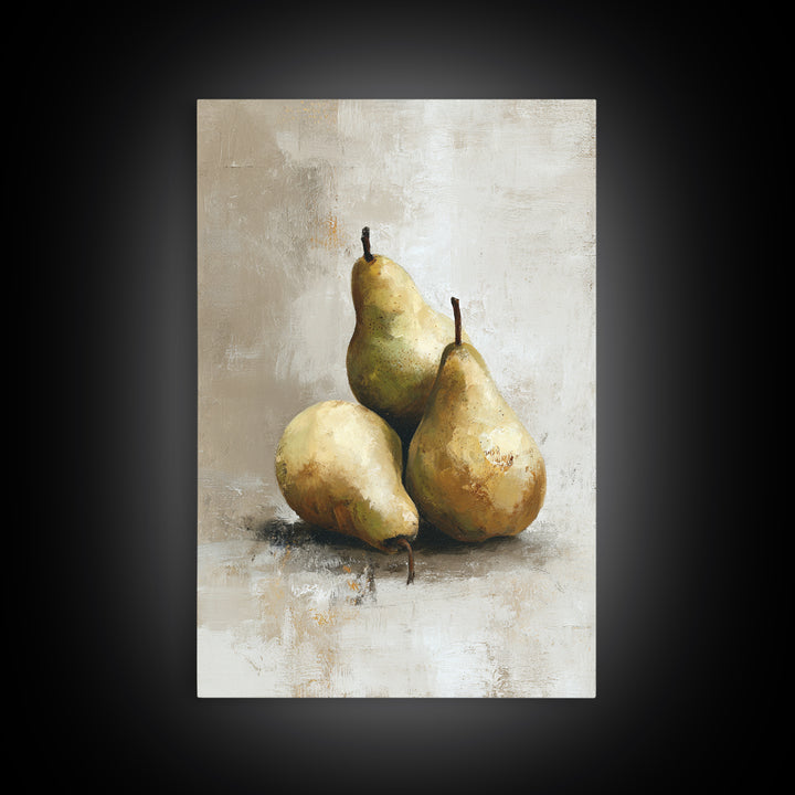 Classic Pear Still Life for Cozy Hospitality Framed Canvas Print, Guest Bedroom Art, Statement Artwork, Bedroom Decor, Guest, GBA-2x3-4