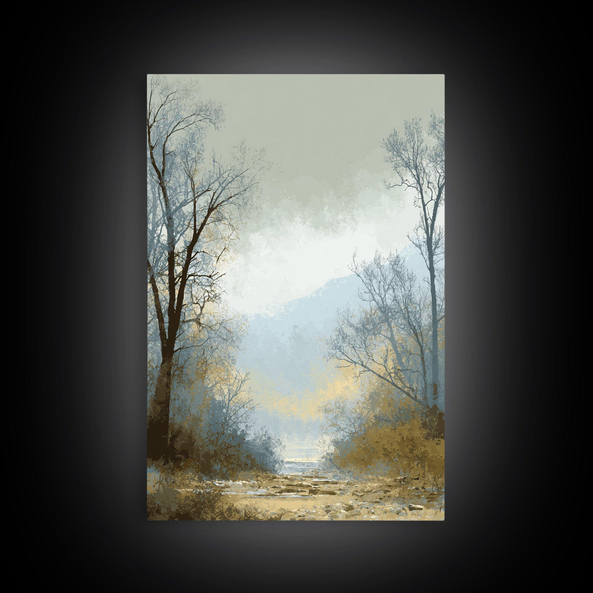 Monochrome Forest Silhouette Canvas Print, Guest Bedroom Art, Prints, Bedroom Decor, Oil Painting, Guest 445, Set of Wall Art, GBA-2x3-45