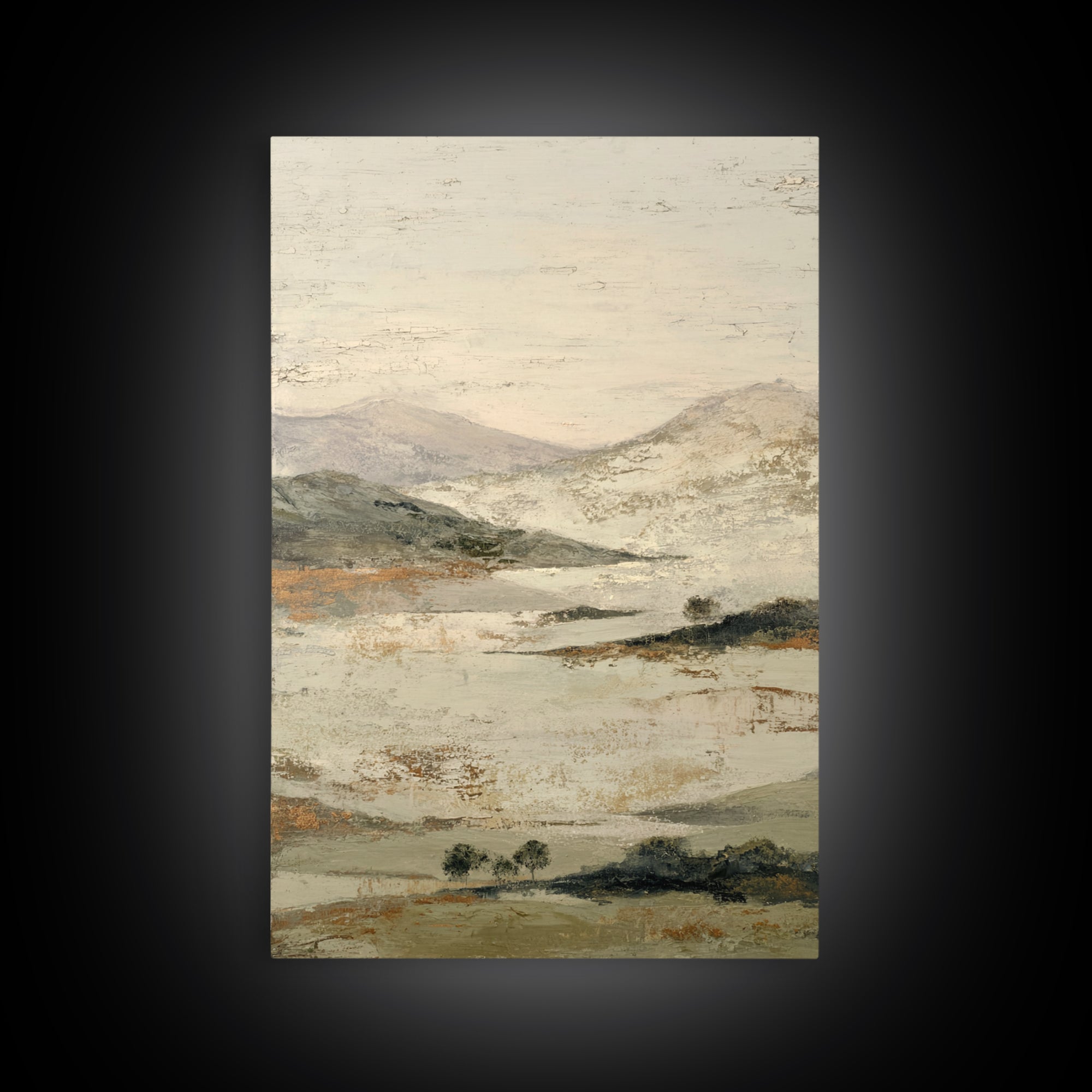 Gentle Rain over Distant Hills Framed Canvas Print, Guest Bedroom Art, Neutral Decor, Bedroom Decor, Abstract Art, Guest, GBA-2x3-56