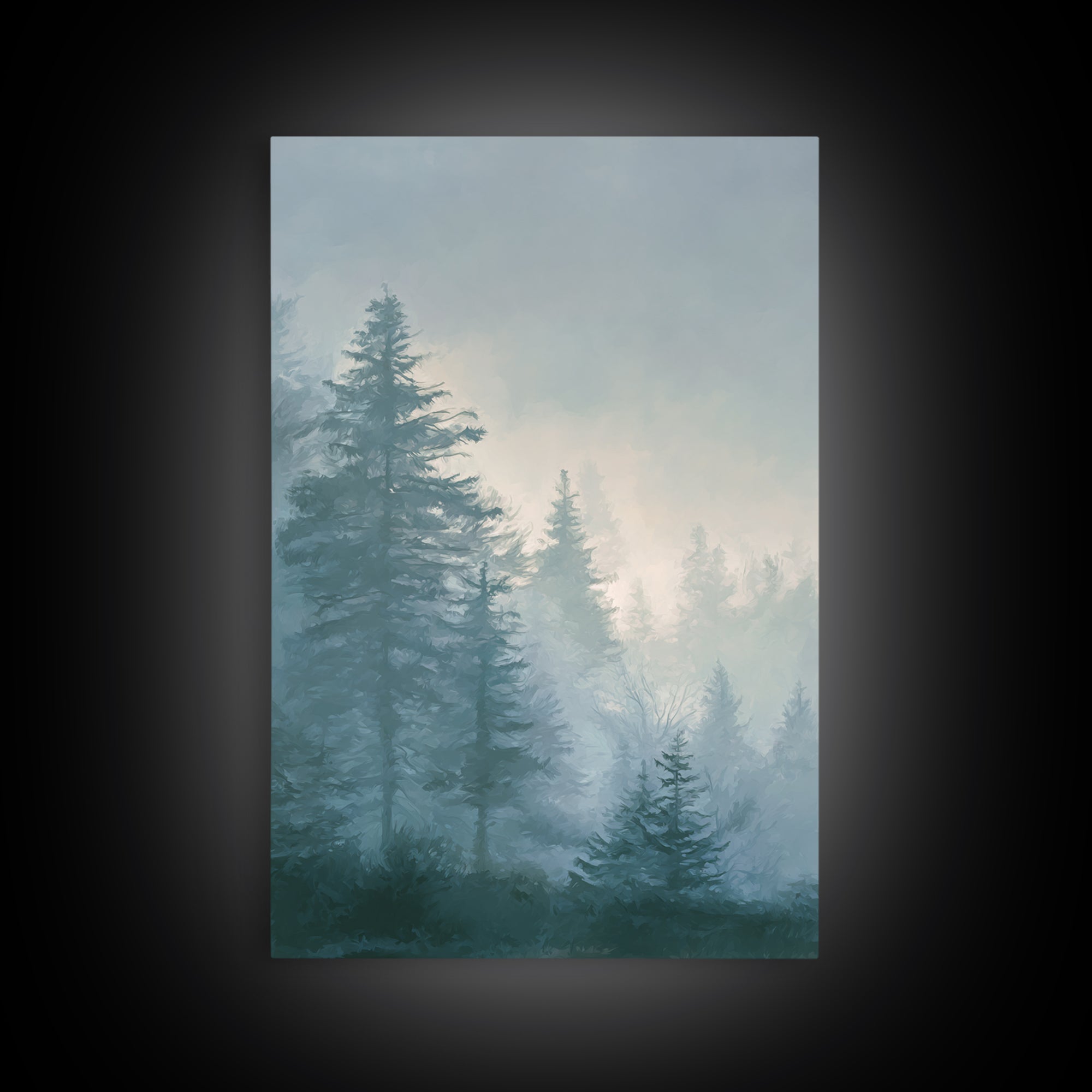 Monochrome Forest Silhouette Framed Canvas Print, Guest Bedroom Art, Bedroom Decor, Fine Art, Guest, Above Bed Decor, GBA-2x3-69