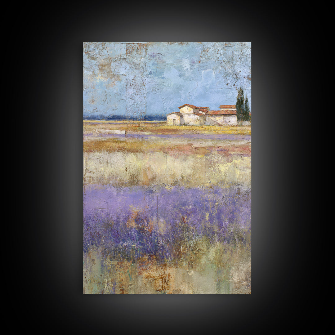 Lavender Field under Pale Sky Framed Canvas Print, Guest Bedroom Art, Home, Bedroom Decor, Fine Art, Guest, Bedroom Wall Art, GBA-2x3-75