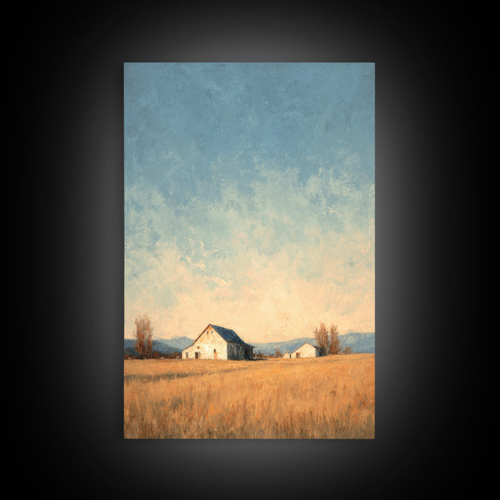 Quiet Horse Pasture at Sunset Canvas Print, Guest Bedroom Art, New Home Gift, Bedroom Decor, Guest, Minimalist Wall Art, GBA-2x3-77