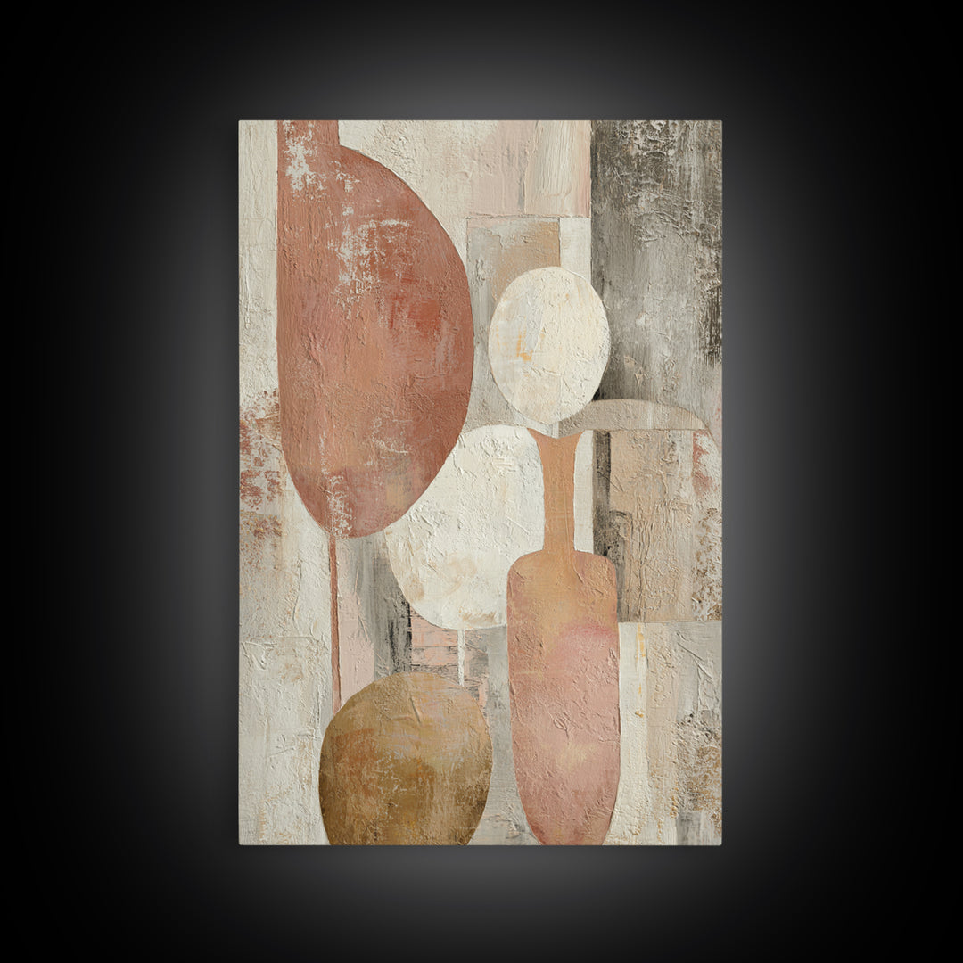Warm Terracotta Shapes Framed Canvas Print, Guest Bedroom Art, Digital Prints, Bedroom Decor, Abstract Art, Guest, GBA-2x3-78