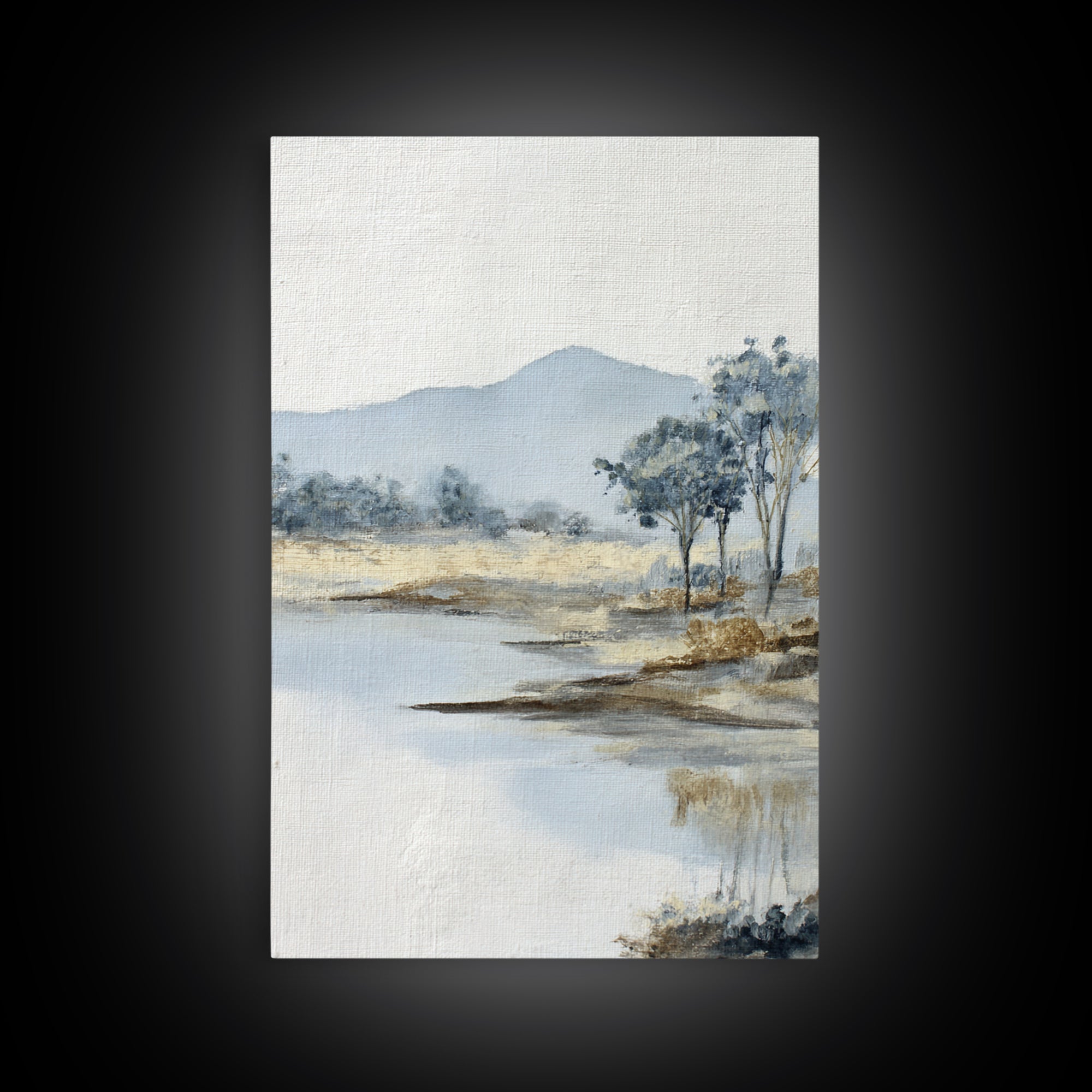 Gentle Rain over Distant Hills Framed Canvas Print, Guest Bedroom Art, Bedroom Wall Decor, Bedroom Decor, Oil Painting, Guest, GBA-2x3-8