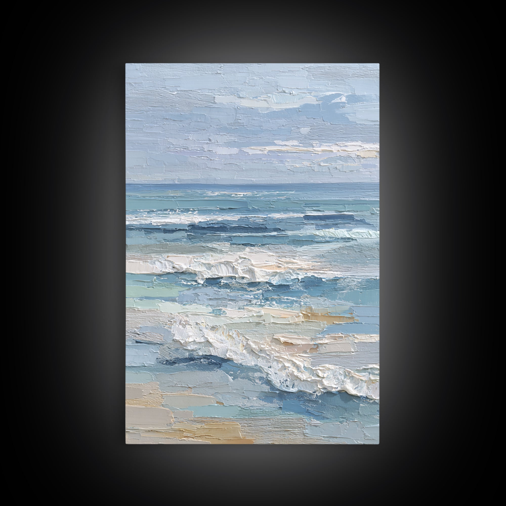 Coastal Dunes in Pale Blue and Sand Framed Canvas Print, Guest Bedroom Art, Farmhouse Decor, Bedroom Decor, Fine Art, Guest, GBA-2x3-85