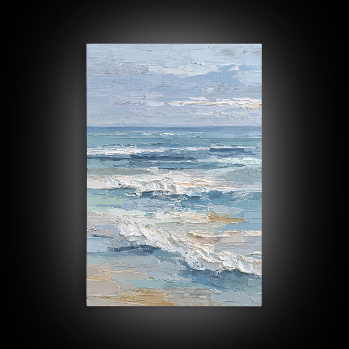 Coastal Dunes in Pale Blue and Sand Framed Canvas Print, Guest Bedroom Art, Farmhouse Decor, Bedroom Decor, Fine Art, Guest, GBA-2x3-85