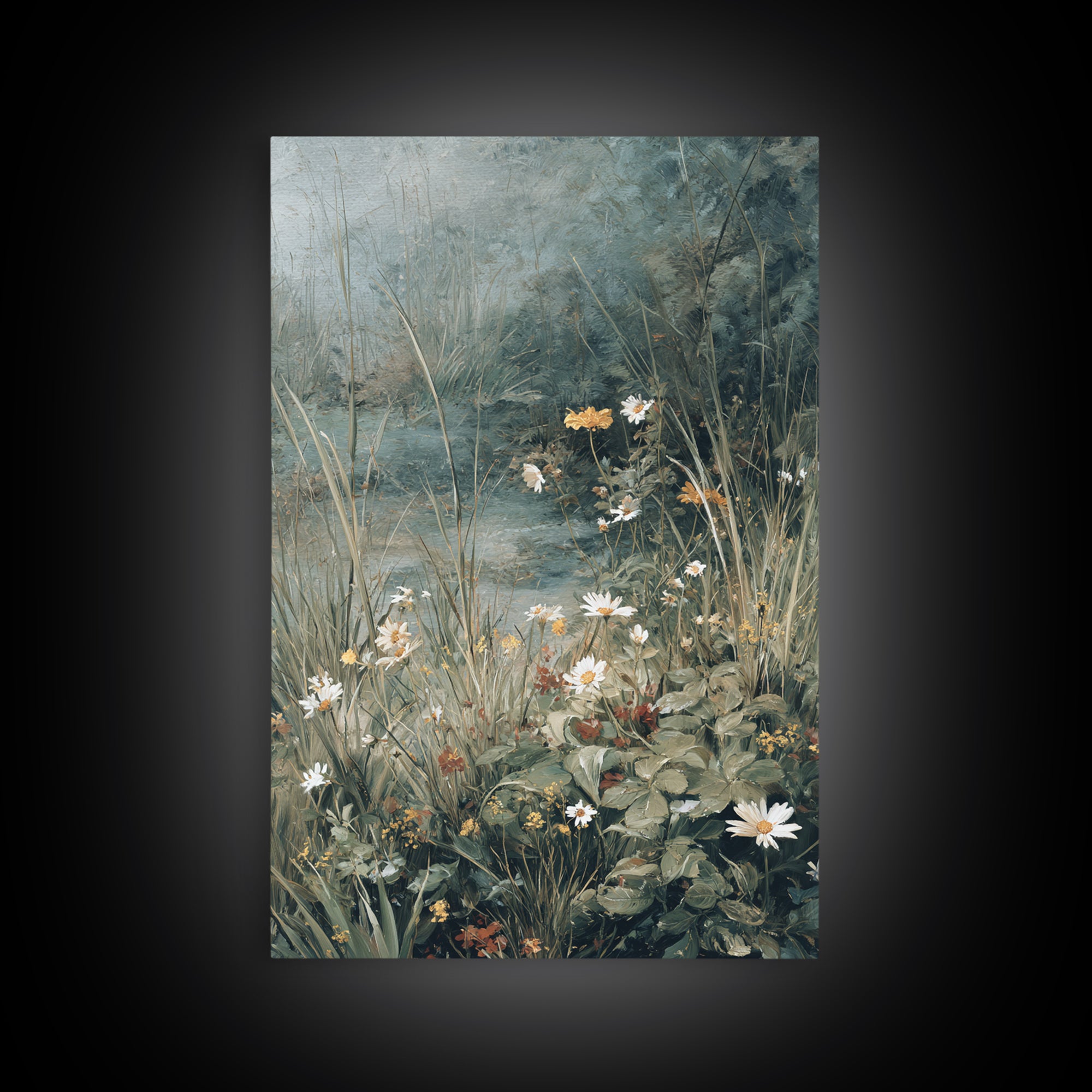 Sunlit Meadow with Delicate Flowers Canvas Print, Guest Bedroom Art, Set of 3 Wall Art, Bedroom Decor, Watercolor Art, Guest, GBA-2x3-95