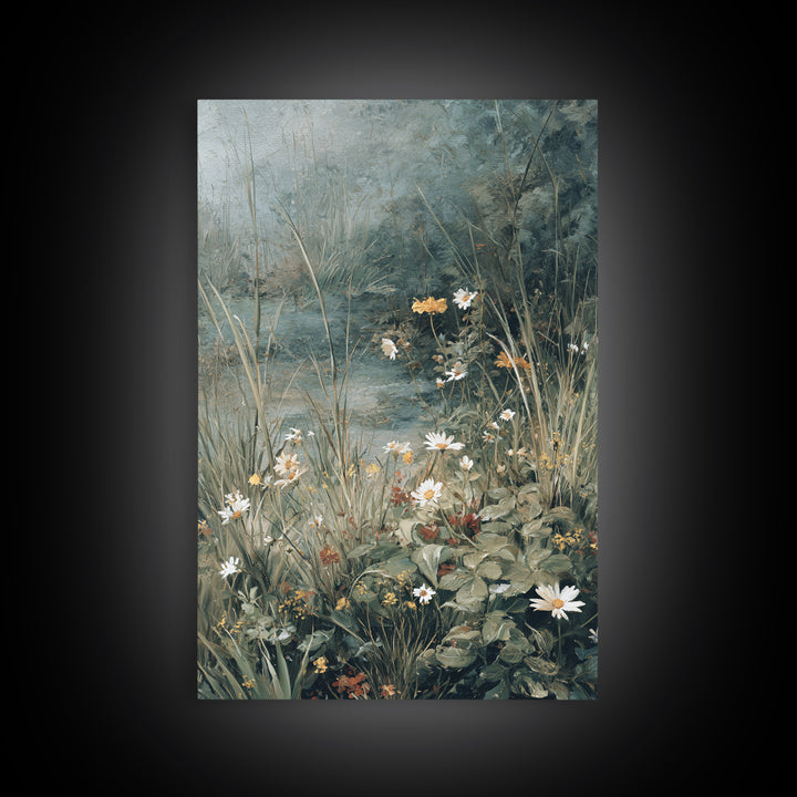 Sunlit Meadow with Delicate Flowers Canvas Print, Guest Bedroom Art, Set of 3 Wall Art, Bedroom Decor, Watercolor Art, Guest, GBA-2x3-95