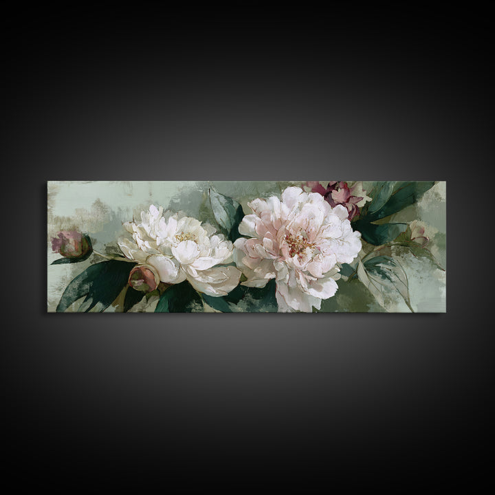 Neutral Peony Painting Framed Canvas Print, Guest Bedroom Art, Printable Art, Bedroom Decor, Abstract Art, Guest, GBA-3x1-1