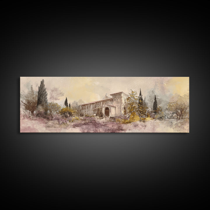Lavender Field under Pale Sky Canvas Print, Guest Bedroom Art, Trendy Wall Art, Bedroom Decor, Watercolor Art, Guest, GBA-3x1-11