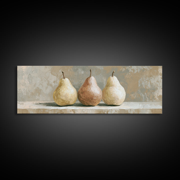 Classic Pear Still Life for Cozy Hospitality Framed Canvas Print, Guest Bedroom Art, Funky Wall Art, Bedroom Decor, Guest, GBA-3x1-12