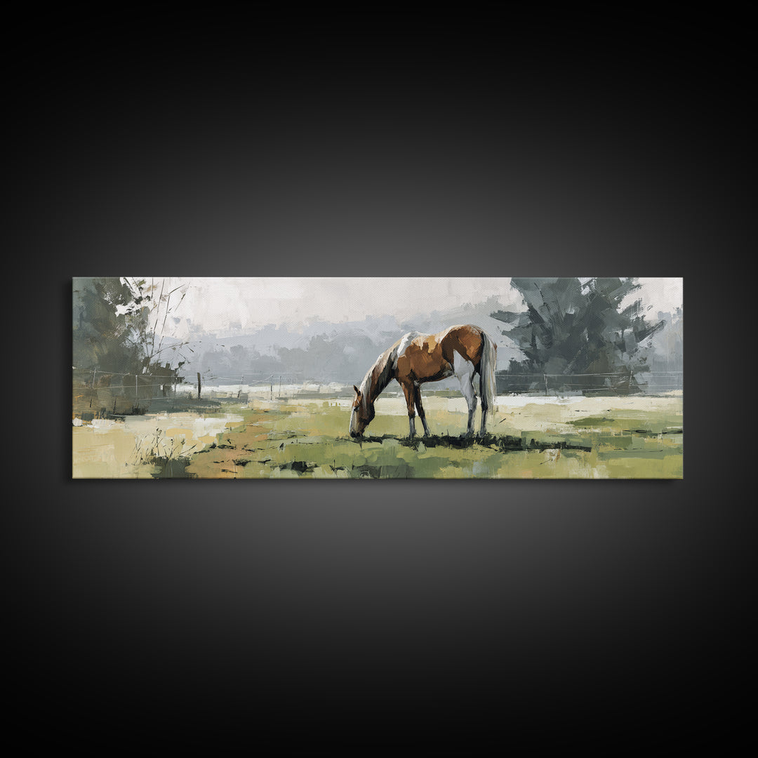 Quiet Horse Pasture at Sunset Canvas Print, Guest Bedroom Art, Bedroom Decor, Fine Art, Guest, Above Bed Decor, Funky Wall Art, GBA-3x1-13
