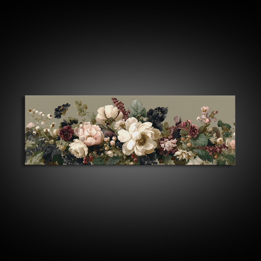 Welcoming Wildflower Bouquet Framed Canvas Print, Guest Bedroom Art, Set of 3 Wall Art, Bedroom Decor, Watercolor Art, Guest, GBA-3x1-17