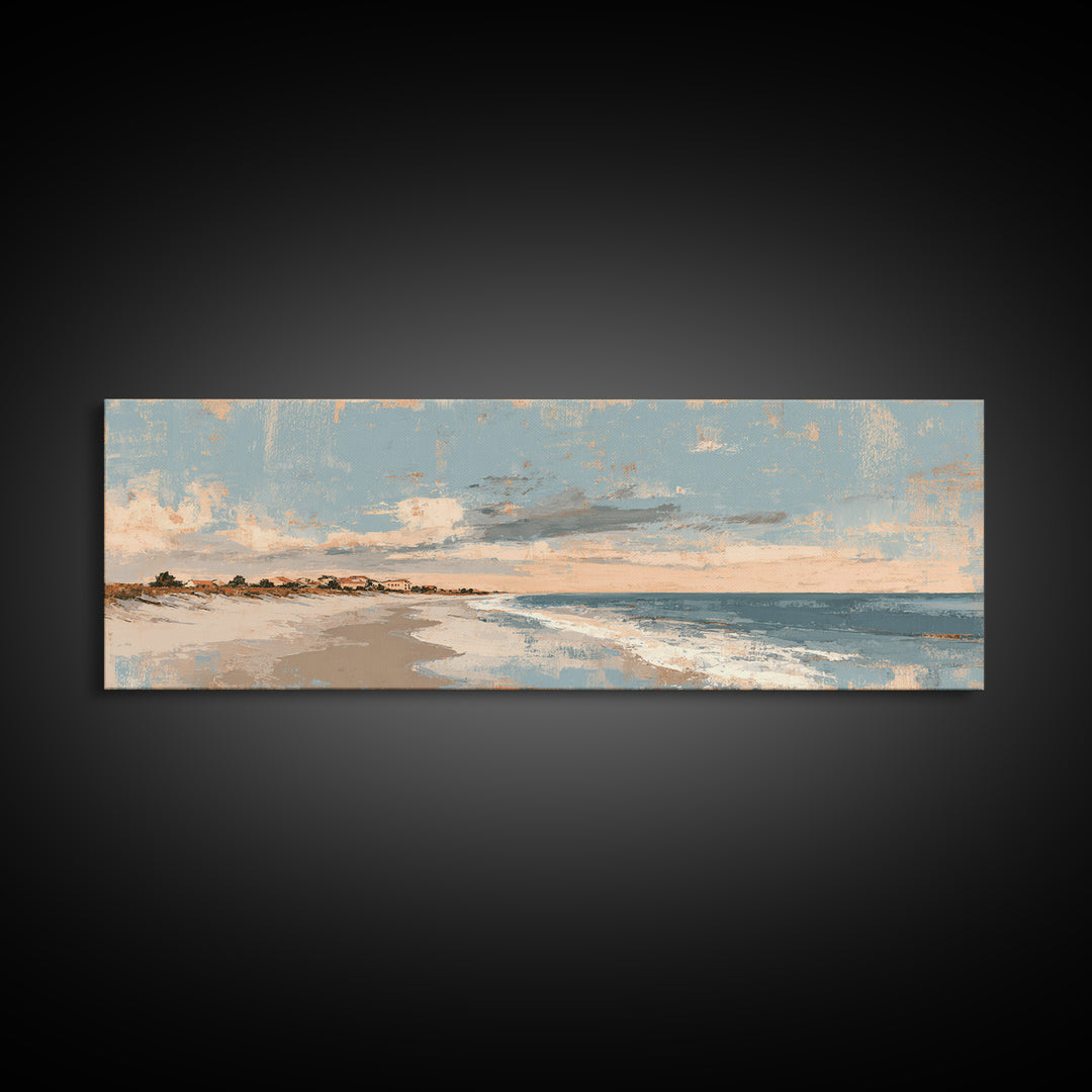 Coastal Dunes in Pale Blue and Sand Canvas Print, Guest Bedroom Art, Living Room Wall Art, Bedroom Decor, Fine Art, Guest, GBA-3x1-21