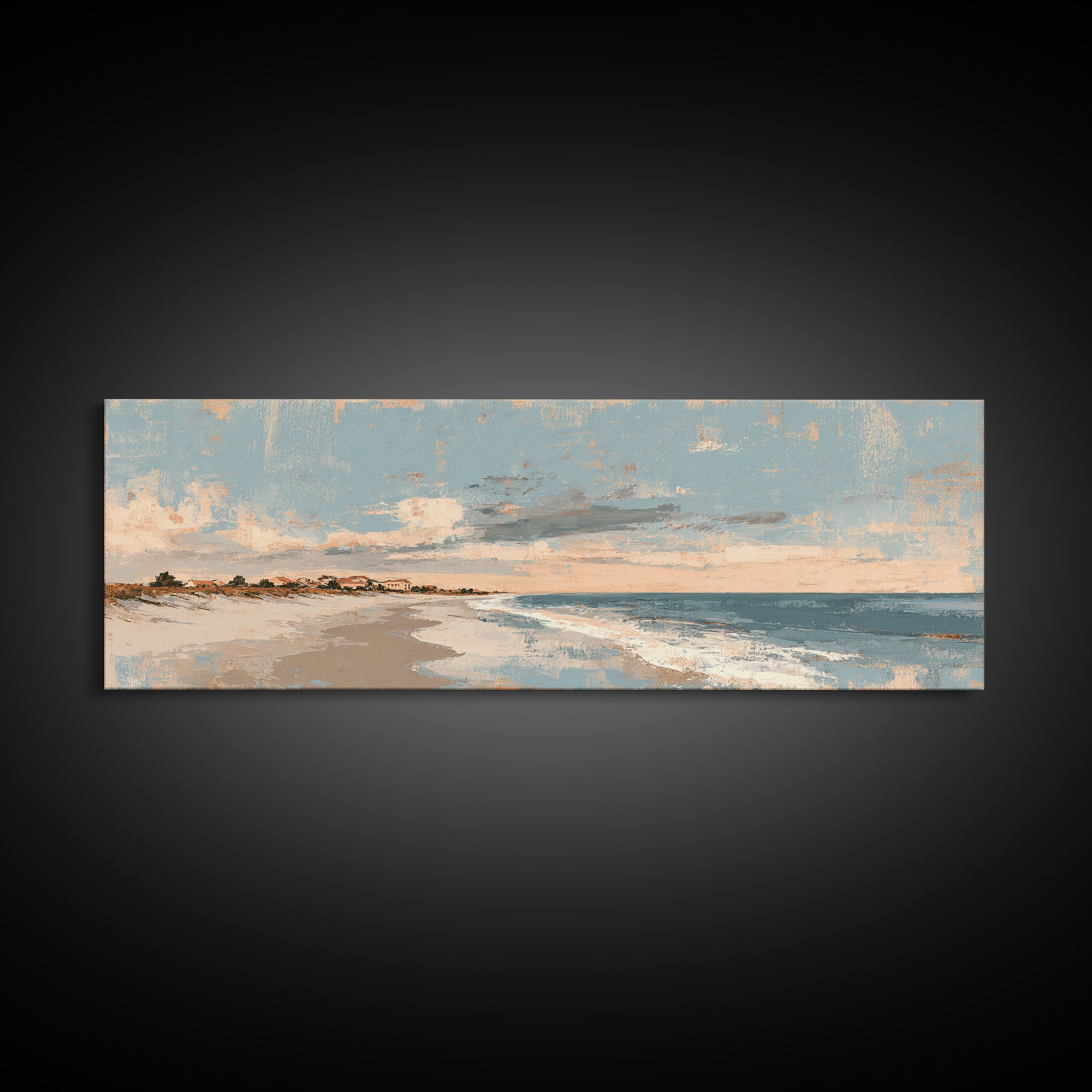 Coastal Dunes in Pale Blue and Sand Canvas Print, Guest Bedroom Art, Living Room Wall Art, Bedroom Decor, Fine Art, Guest, GBA-3x1-21