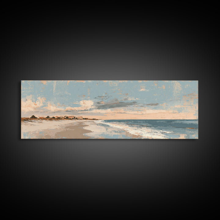 Coastal Dunes in Pale Blue and Sand Canvas Print, Guest Bedroom Art, Living Room Wall Art, Bedroom Decor, Fine Art, Guest, GBA-3x1-21
