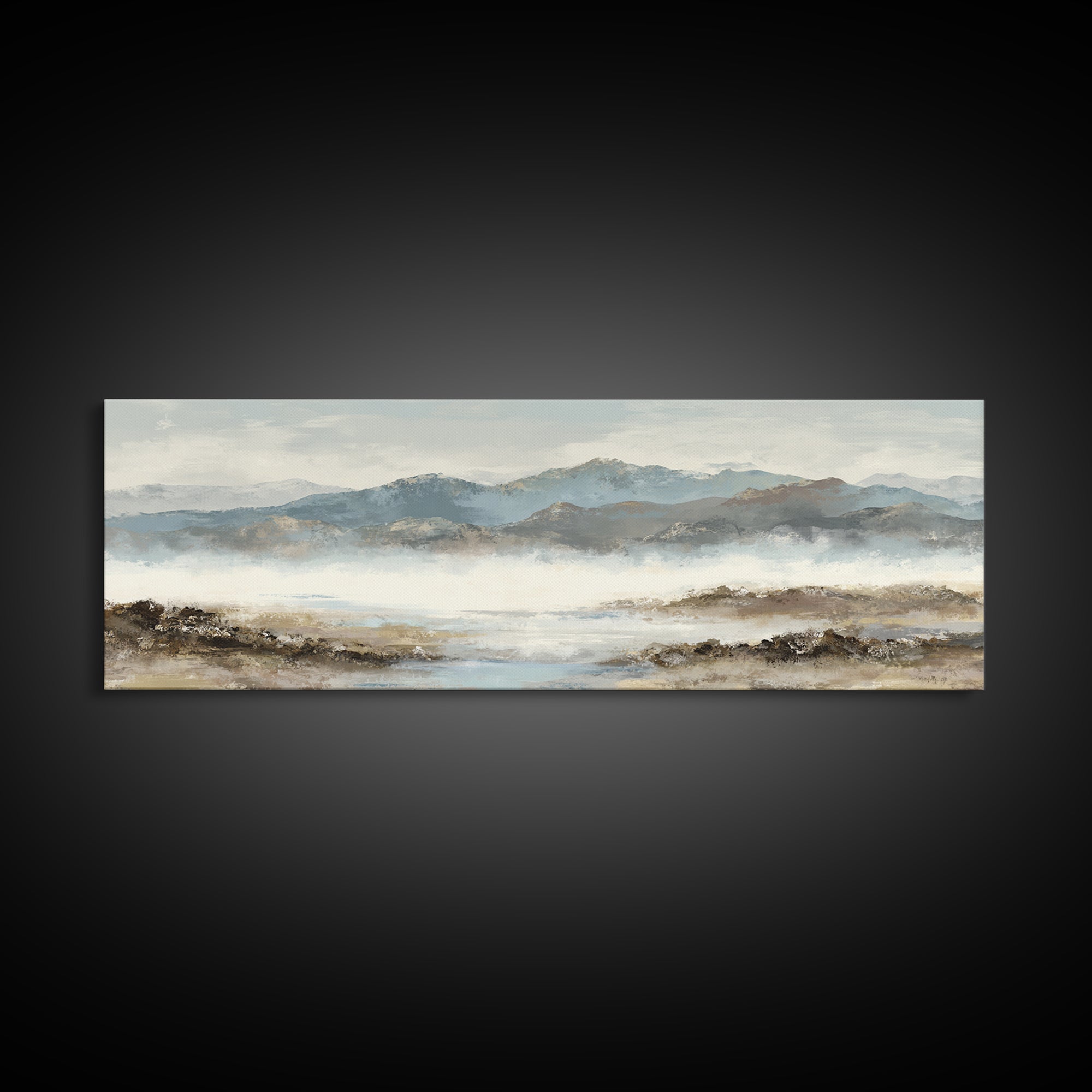 Soft Mountain Horizon Framed Canvas Print, Guest Bedroom Art, Boho Decor, Bedroom Decor, Fine Art, Guest, Digital Prints, GBA-3x1-23